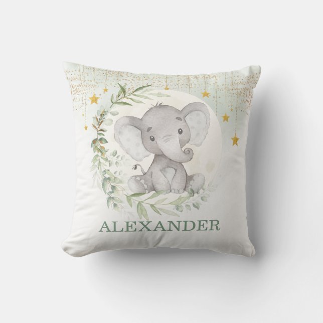 Måne Elephant Greenery Guld Twinkle Little Star Kudde (Framsida)