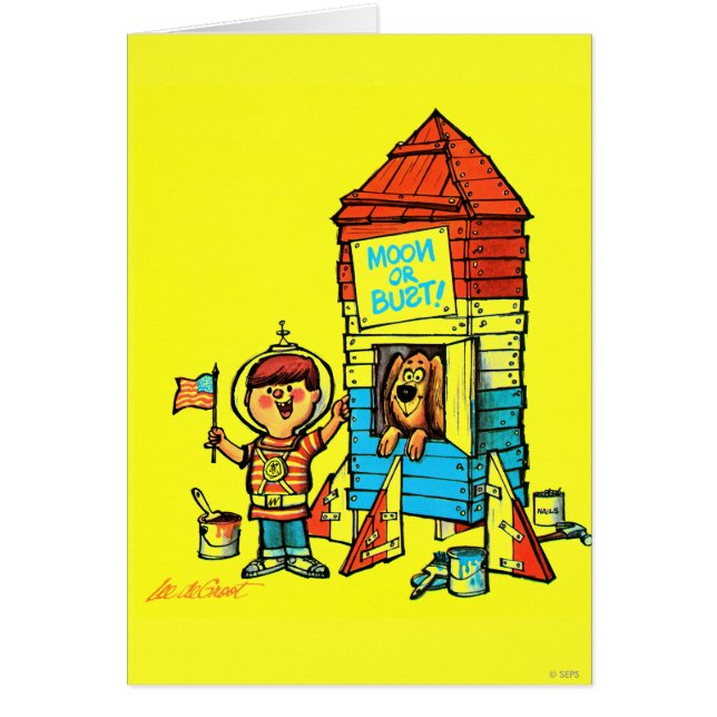 Måne eller byst! hälsningskort (Framsidan)