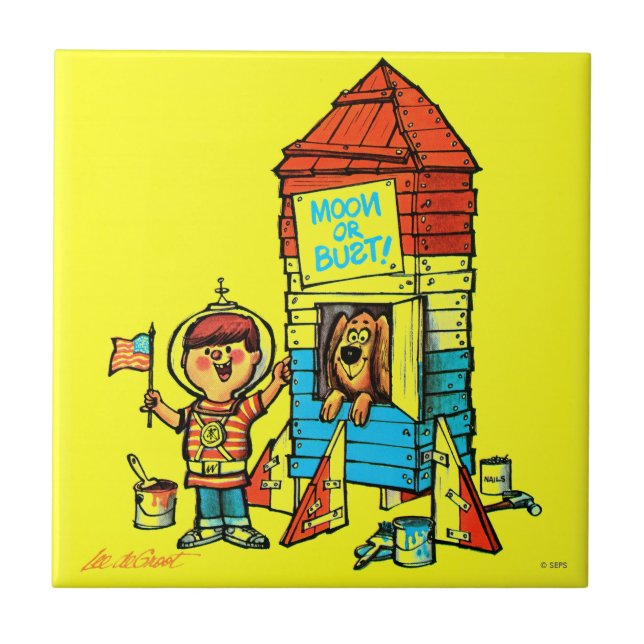 Måne eller byst! kakelplatta (Framsidan)