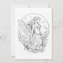 Måne Fairy Färg ditt eget hälsningskort