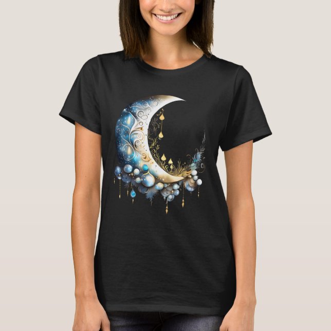 Måne fantasi nattdag himlar elegant 3D celestial c T Shirt (Framsida)