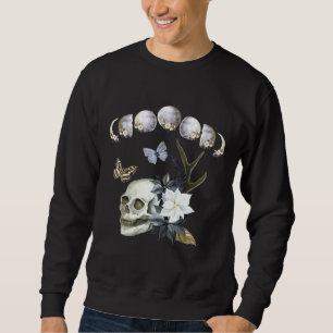 Måne-faser av Måne Blommigt Skullfjärilstam Lång Ärmad Tröja