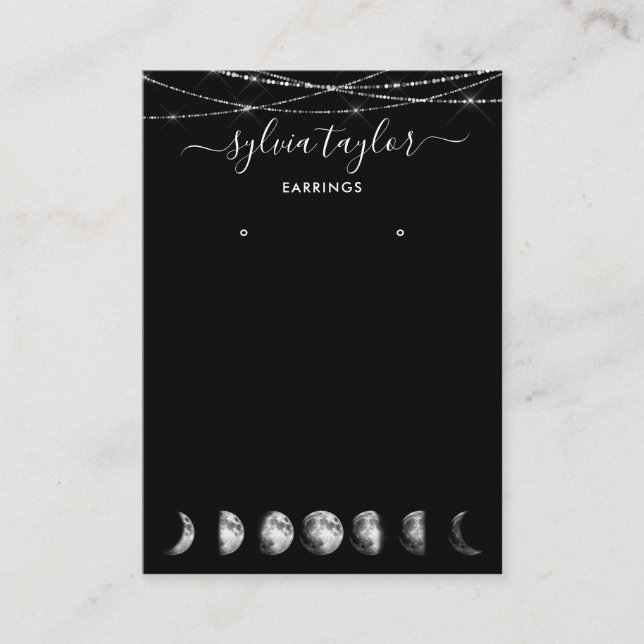 måne-faser Avläsning ram visning lägga till logoty Visitkort (Framsida)