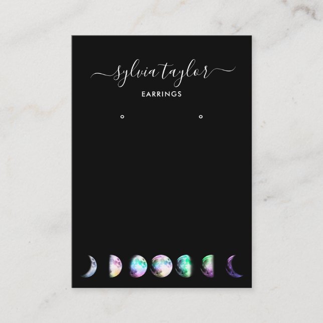 måne-faser Avläsning ram visning lägga till logoty Visitkort (Framsida)