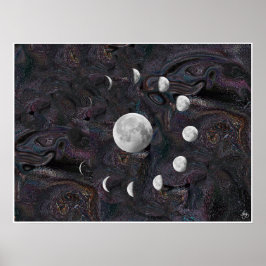 Måne-faser i ett tänkt universum poster