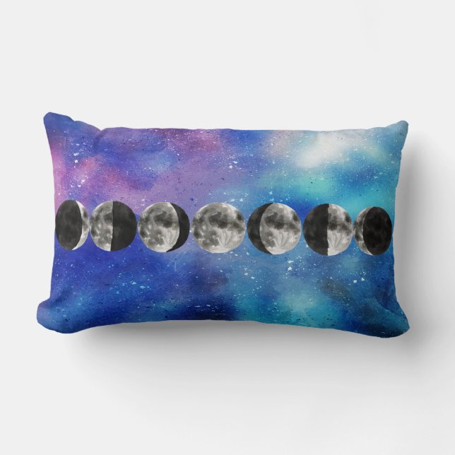 Måne-faser över färgat utrymme lumbarkudde (Framsida)