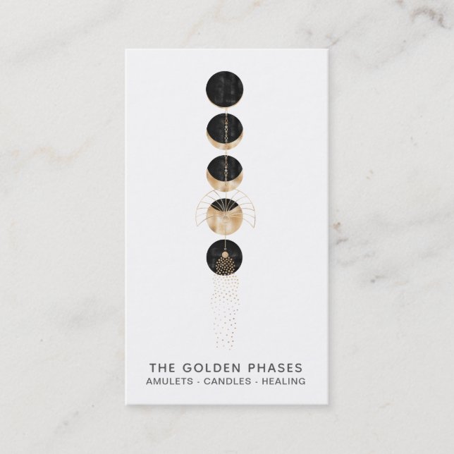 *~* Måne-faserna i Guld Glitter Cosmic Universe Visitkort (Framsida)
