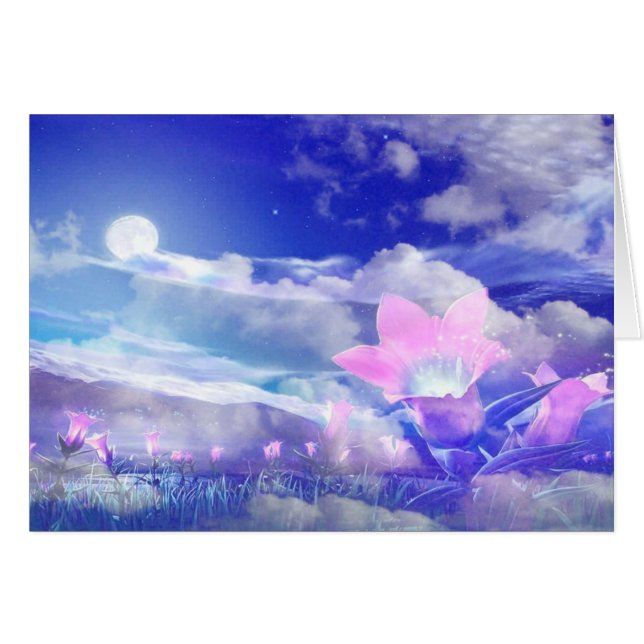 Måne Flower Hälsningskort (Framsidan Horizontal)