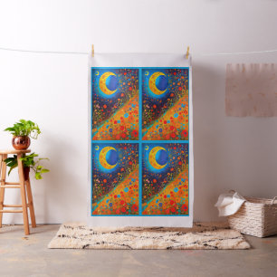Måne Flowers Modern Art Cheater Quilt Sew Panel Tyg