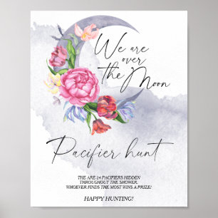 Måne Flowers Nappar jagar babyduschspel i Poster