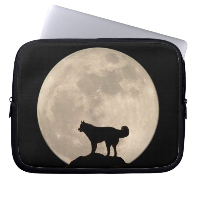 Måne Fodral full Moon Lap Top Fodral w Husky (Framsidan)