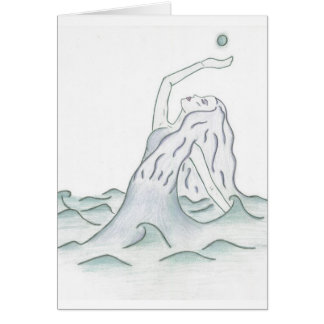 Måne för havsgudinnainnehav hälsningskort
