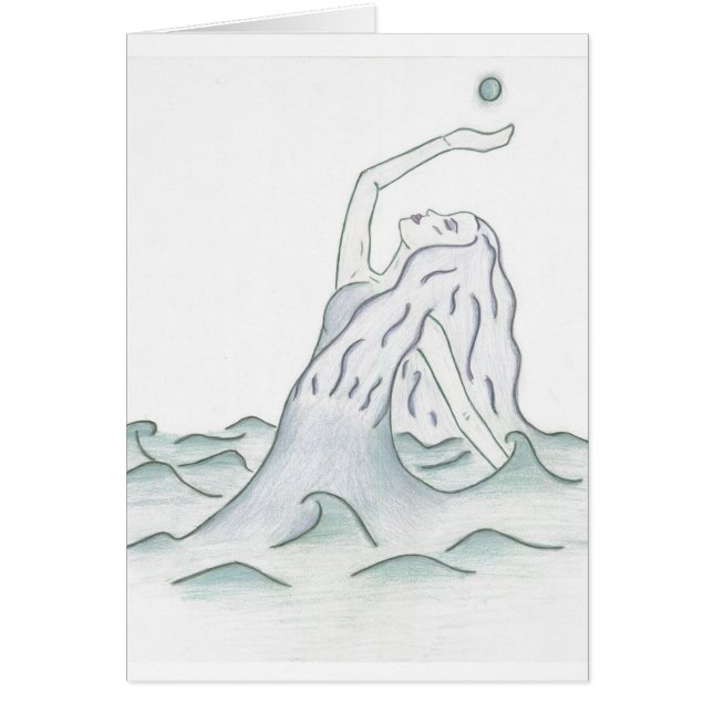 Måne för havsgudinnainnehav hälsningskort (Framsidan)