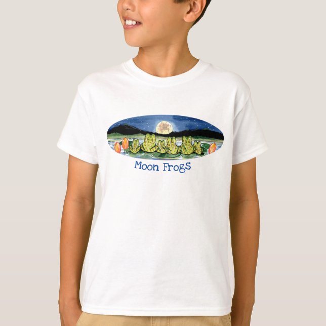 Måne Frog Naturlig sommarnattsmålning i Sjö T Shirt (Framsida)
