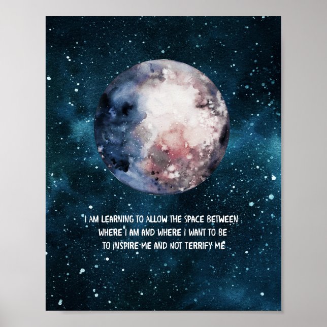 Måne Galaxy Quote Poster (Framsidan)