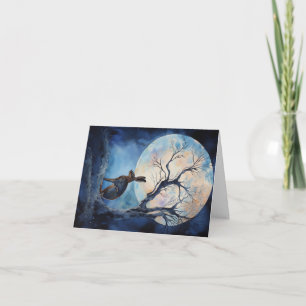 Måne Gazing Hare-vattenfärgsdesign Kort