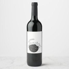 Måne Gazing Hare Vin eller Beverage Label Vinflaska Etikett