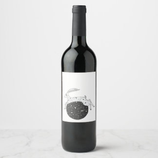 Måne Gazing Hare Vin eller Beverage Label Vinflaska Etikett