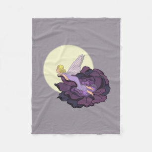 Måne Gazing Lila Flower Flower Fairy Evening Himl Fleecefilt