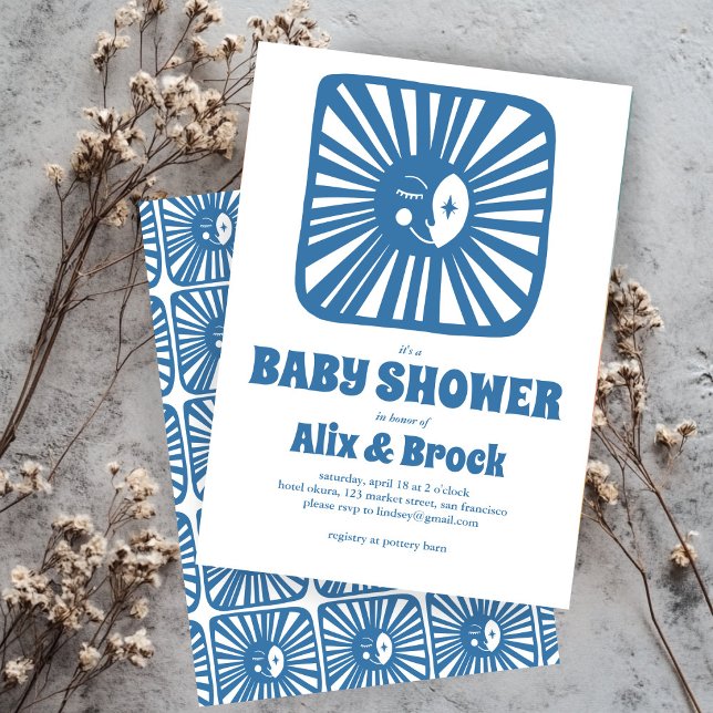 Måne Glow Boho Modern Cute Anpassningsbar Baby Sho Inbjudningar (Moon Glow Boho Modern Cute Custom Baby Shower Invitation
)