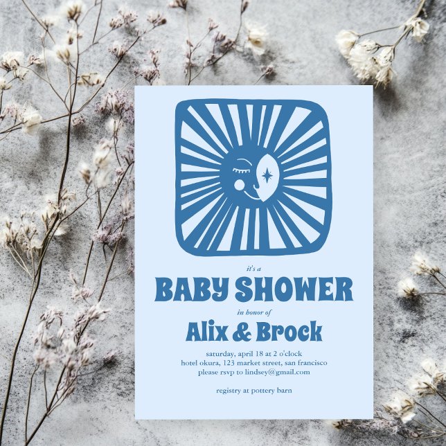 Måne Glow Boho Modern Cute Anpassningsbar Baby Sho Inbjudningar (Moon Glow Boho Modern Cute Custom Baby Shower Invitation
)