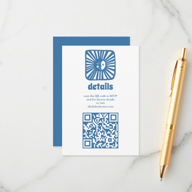 Måne Glow Boho Modern Cute Anpassningsbar Baby Sho Tilläggskort (Fram/Back In Situ)