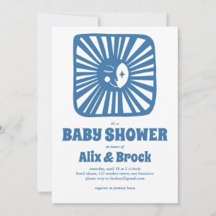 Måne Glow Boho Modern Cute Anpassningsbar QR Baby  Inbjudningar