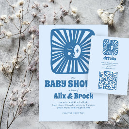 Måne Glow Boho Modern Cute Anpassningsbar QR Baby  Tilläggskort