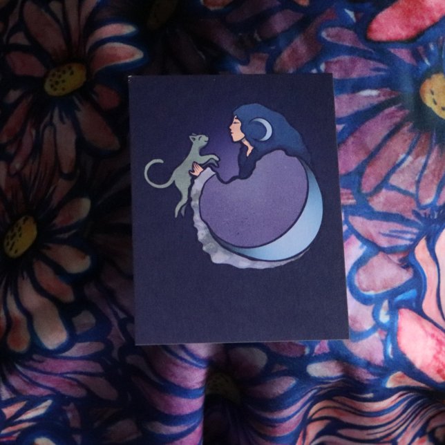 Måne Goddess Cat Witch Kort (Skapare uppladdad)