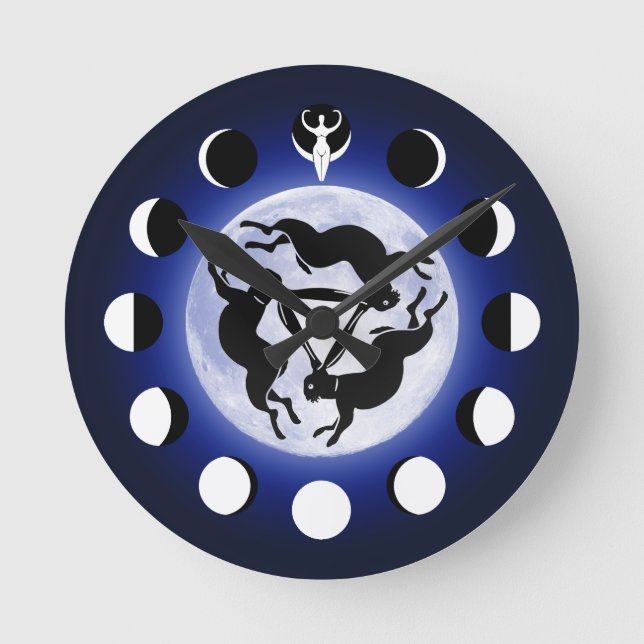 Måne Goddess Clock Rund Klocka (Framsida)
