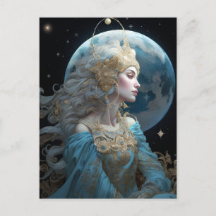 Måne Goddess drottning Fantasy Art Postcard Vykort