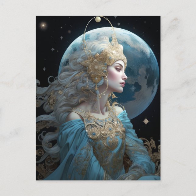 Måne Goddess drottning Fantasy Art Postcard Vykort (Framsida)