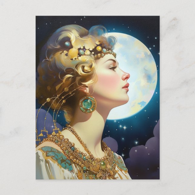 Måne Goddess drottning Fantasy Art Postcard Vykort (Framsida)