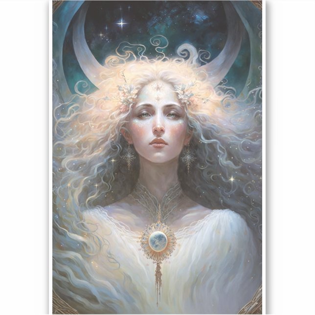 Måne Goddess Fantasy Art Klistermärken (Framsida)
