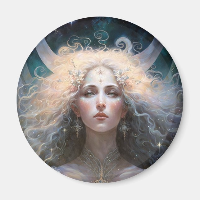 Måne Goddess Fantasy Art Magnet (Framsidan)