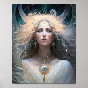 Måne Goddess Fantasy Art Poster