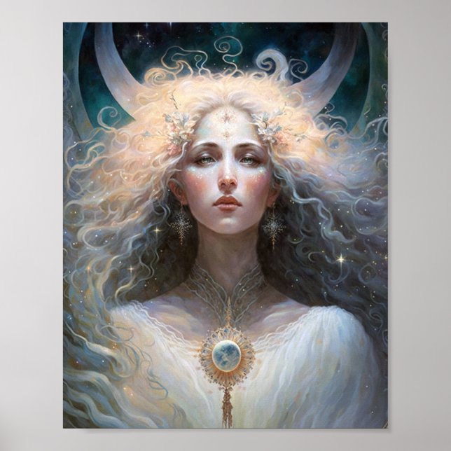 Måne Goddess Fantasy Art Poster (Framsidan)