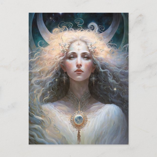 Måne Goddess Fantasy Art Vykort (Framsida)