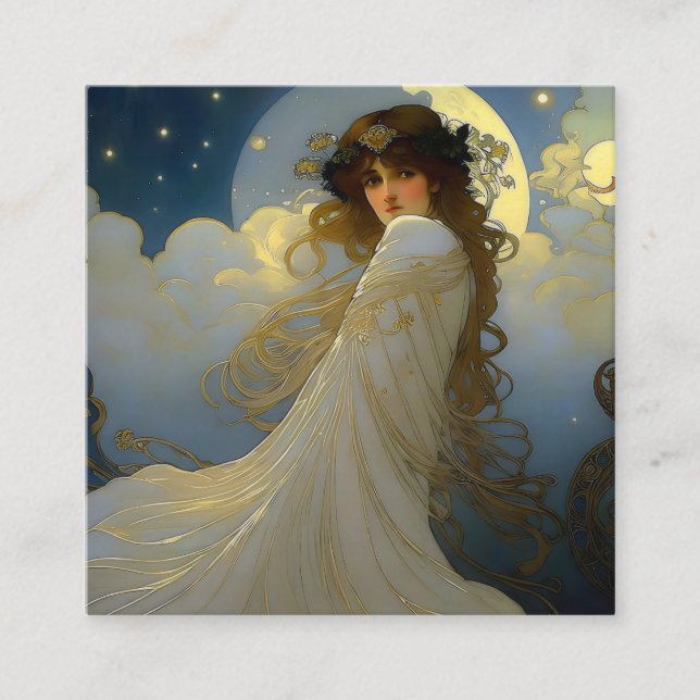Måne Goddess Fyrkantigt Visitkort (Framsida)