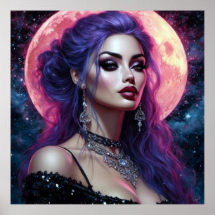 Måne Goddess Gothic Fantasy-Pinupet Poster