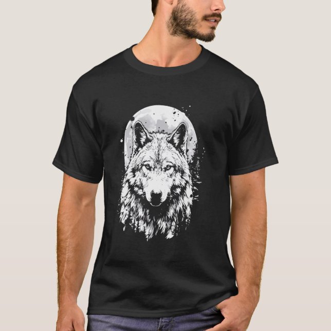 Måne Grått Howling, varg, i oordning T Shirt (Framsida)