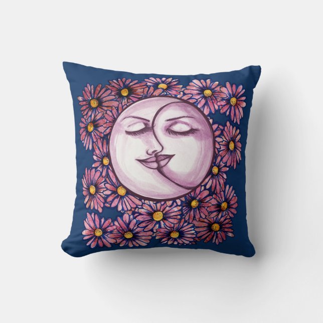 Måne guddess Blommigt MoonChild Art Kudde (Framsida)