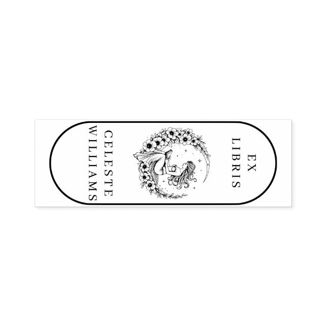 Måne guddess Flower Måne Ex Libris Frimärke Självfärgande Stämpel (Design)
