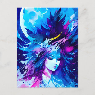 Måne guddess japanska Fantasy Vykort