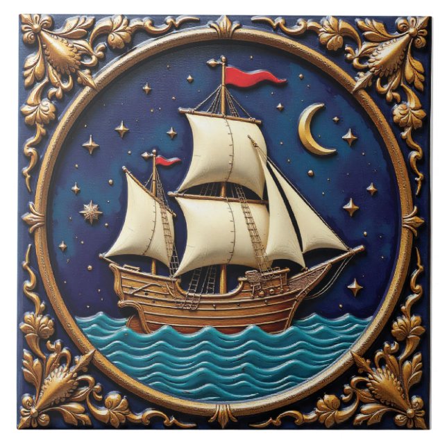 Måne Guide för sjömän Kakelplatta (Framsidan)