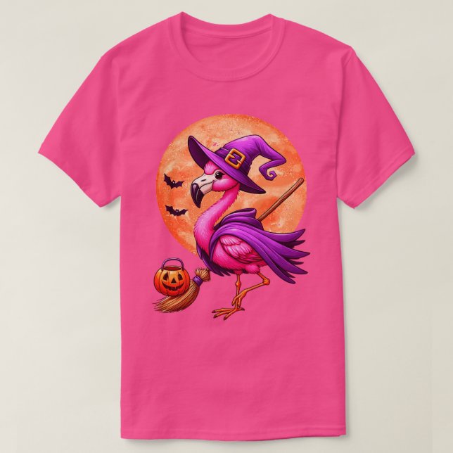 Måne Halloween Flamingo T Shirt (Design framsida)