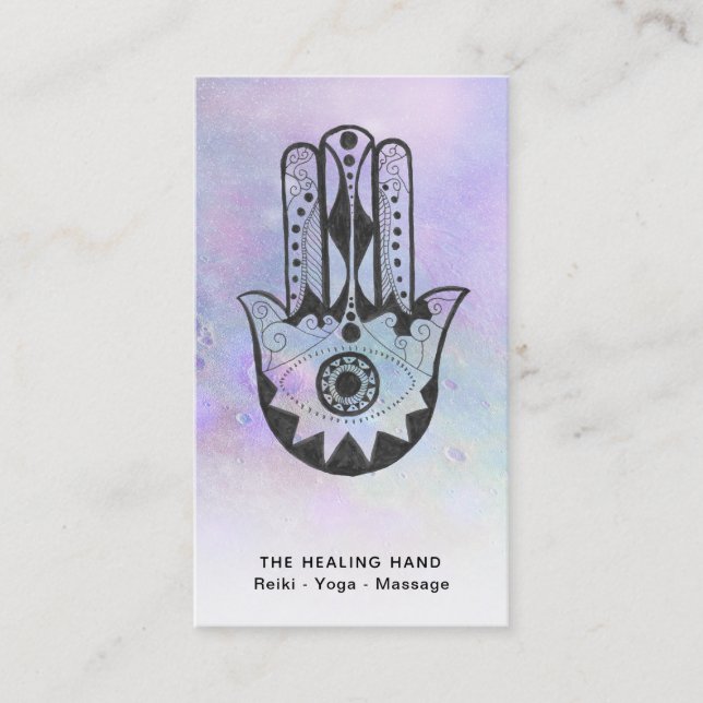 *~* Måne Hamsa Hand av Fatima Yoga Visitkort (Framsida)