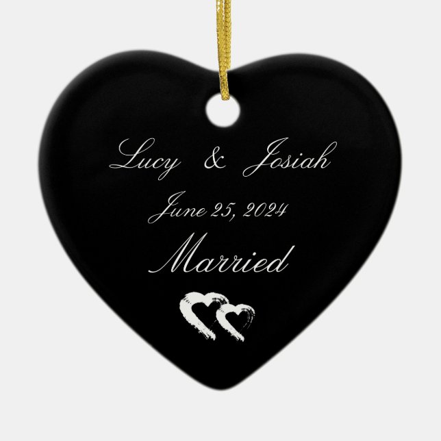 Måne Heart-gift Bröllop Gift Julgransprydnad Keramik (Framsidan)
