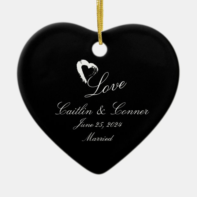 Måne Heart-gift Bröllop Gift Julgransprydnad Keramik (Framsidan)