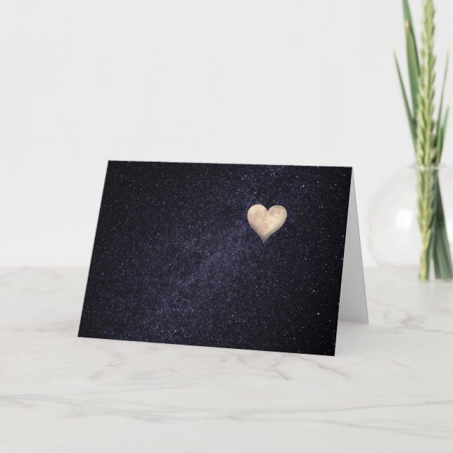 Måne Heart på stjärndagen Himlar Alla hjärtans dag Helgkort (Framsida)